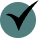 Blue check mark in black circle icon.